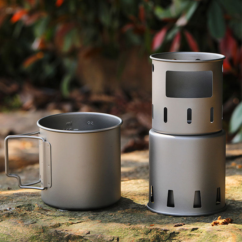 Titanium Cylindrical Wood Stove
