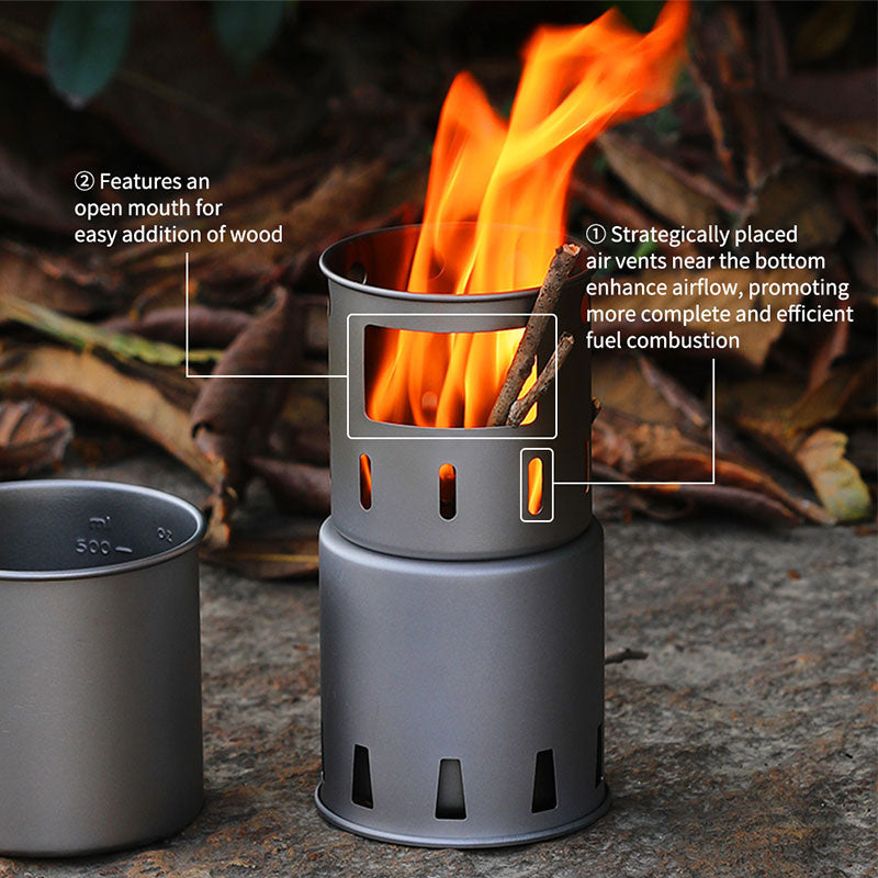 Titanium Cylindrical Wood Stove